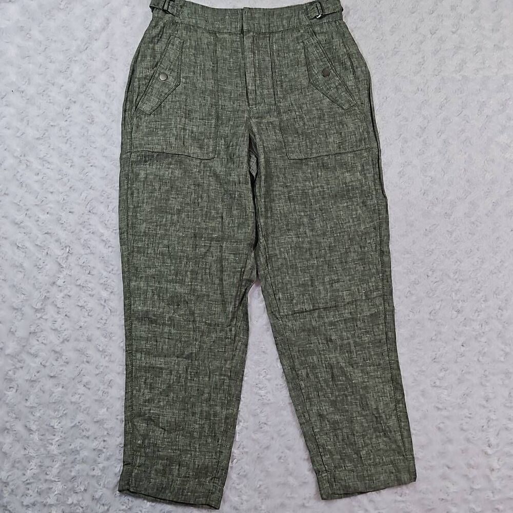 NWOT Athleta Voyager Linen Pants Aspen Olive Green Womens Size 4 Coastal Comfy